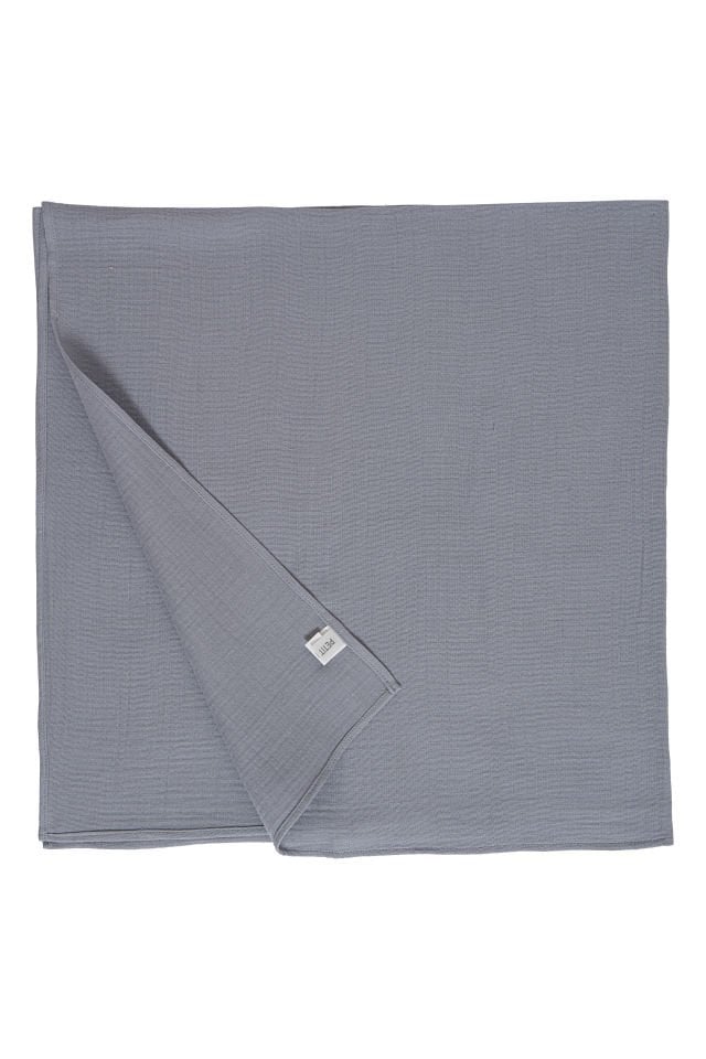 %100 Pamuk Çift Katlı Muslin Bebek Örtüsü Gri 100x100 cm