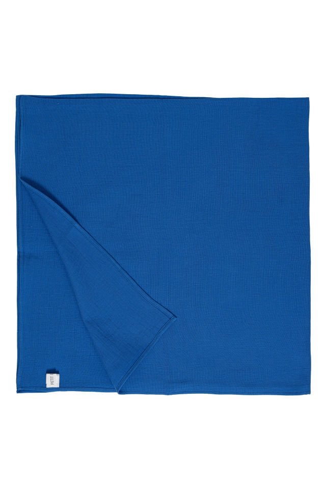 %100 Pamuk Çift Katlı Muslin Bebek Örtüsü Mavi 100x100 cm