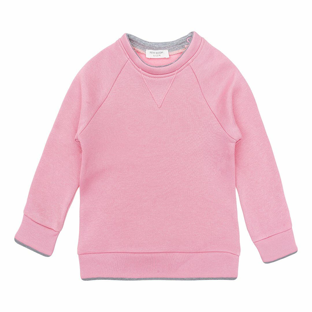Petit Boom Kontrast Şardonlu Sweatshirt Pembe