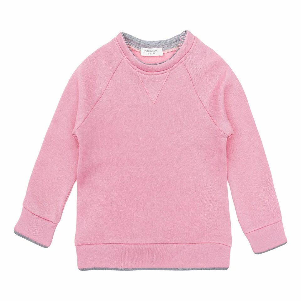 Petit Boom Kontrast Şardonlu Sweatshirt Pembe