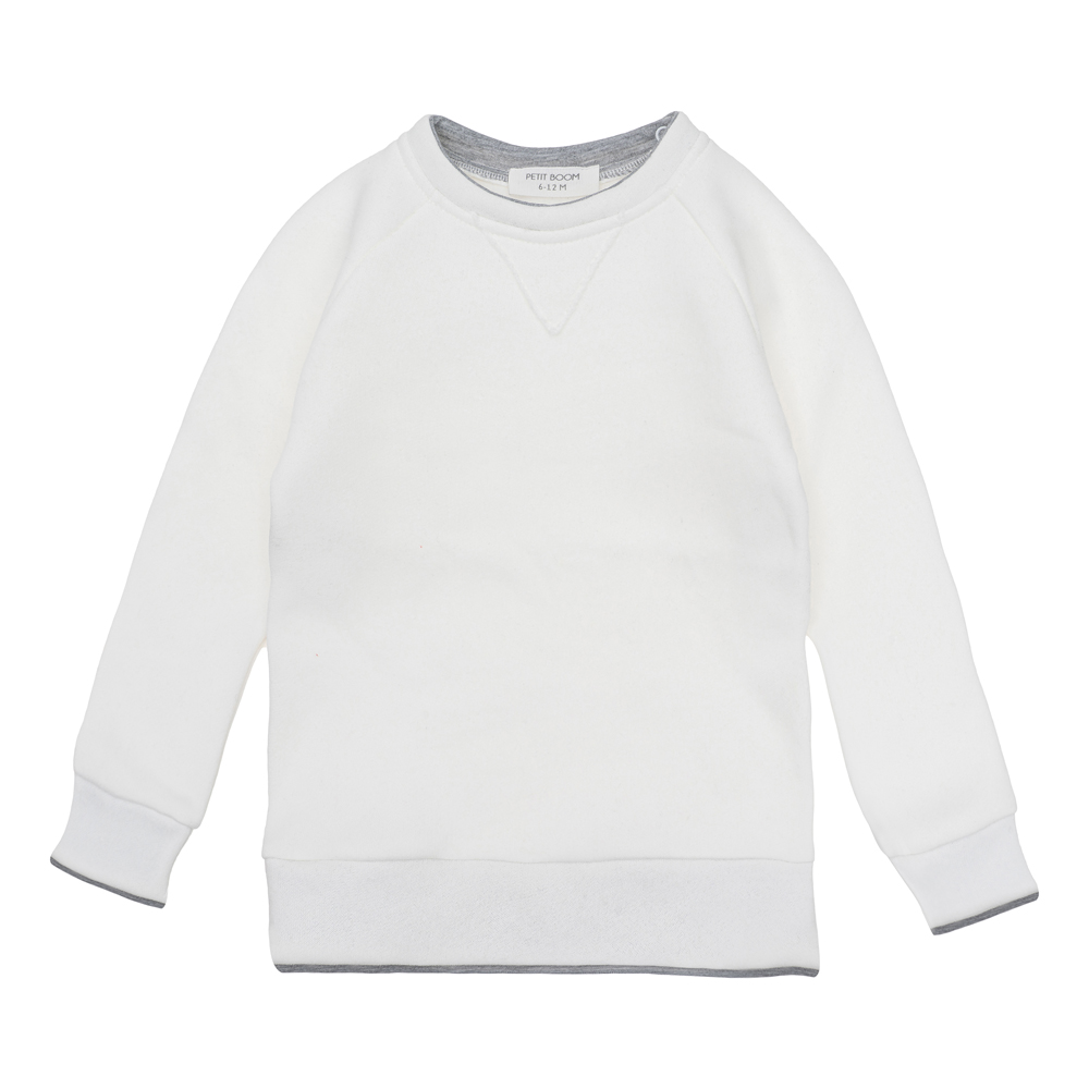 Kontrast Şardonlu Sweatshirt Beyaz