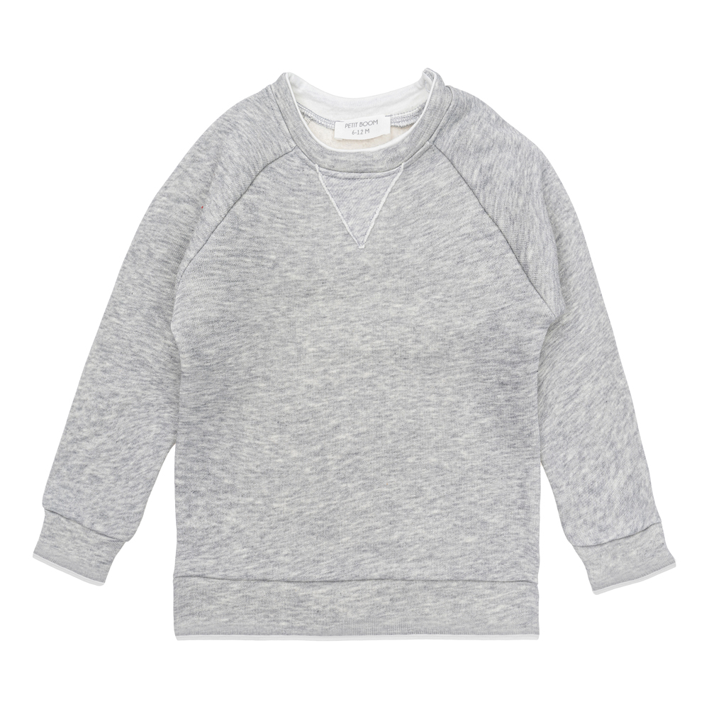 Kontrast Şardonlu Sweatshirt Gri