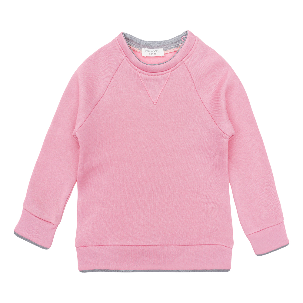 Kontrast Şardonlu Sweatshirt Pembe